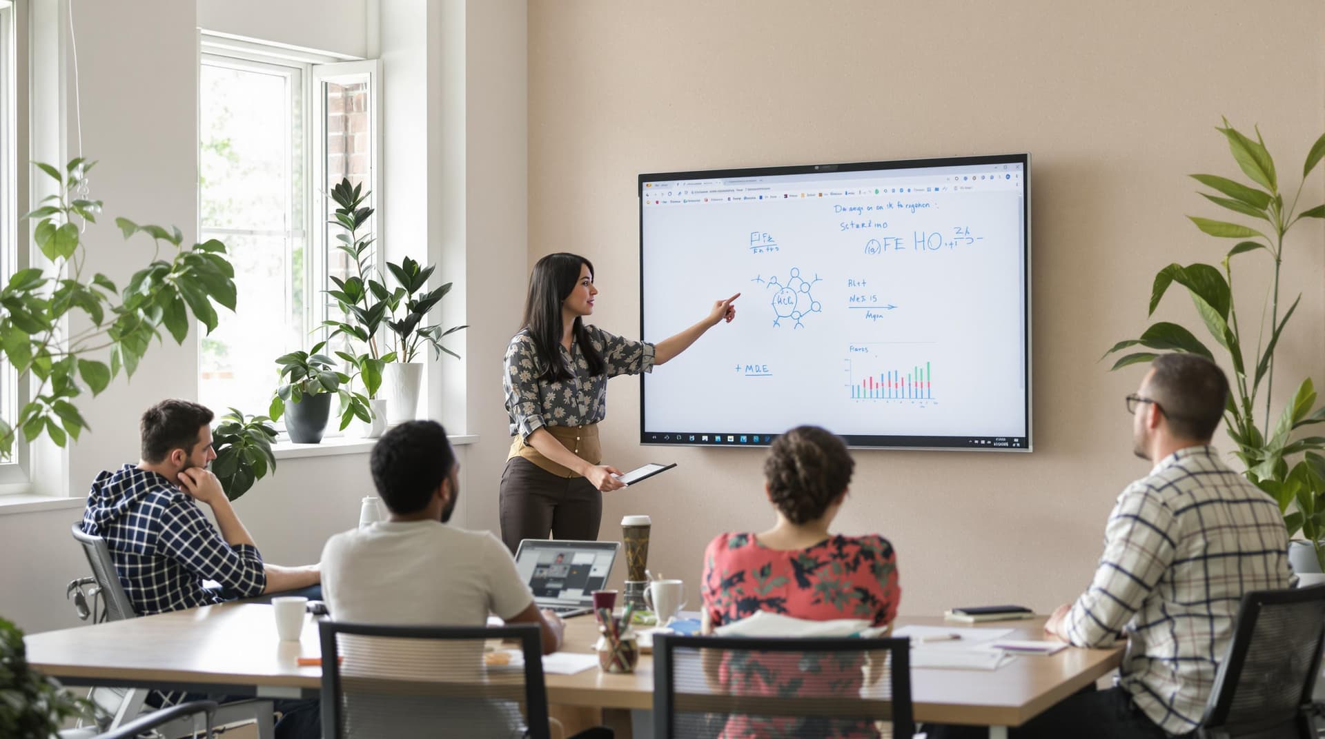 AI generated: /imagine prompt: Diverse team collaborating in modern coworking space, 28-year-old East Asian woman ...