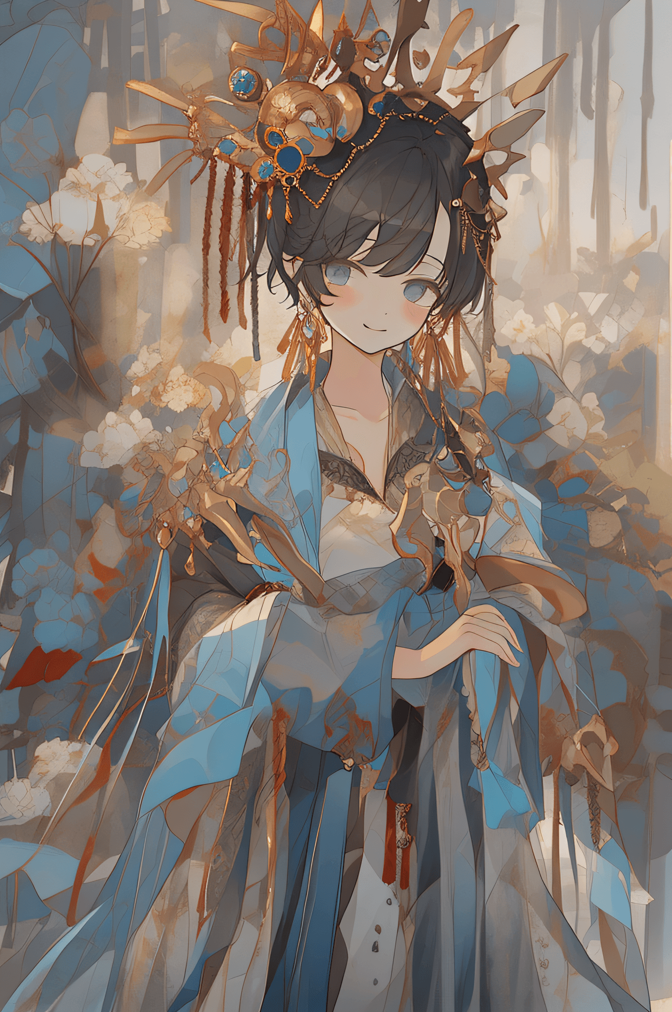AI generated: A beautiful girl, turquoise dress, sitting on a big lotus leaf, sunlight, clear face, beautiful hand...