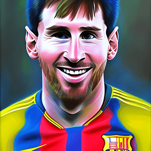 AI generated: Messi smile, portrait, (1.1), painting_(middle), oil_painting_(middle), chalky_colors,