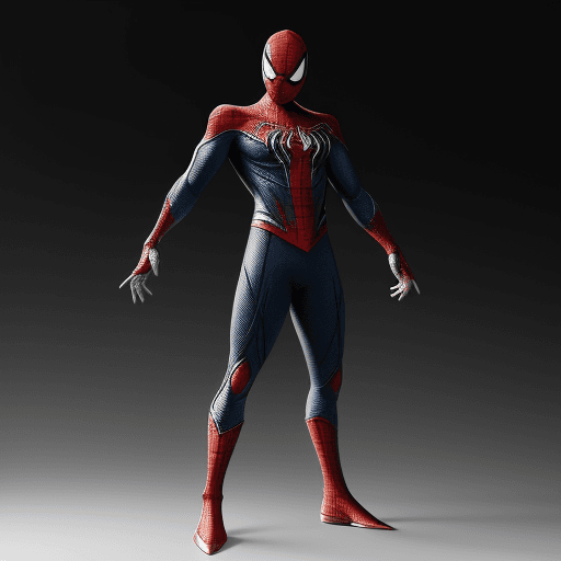 AI generated: High resolution futuristic spiderman, his suit should be white with gold, it should look very impres...