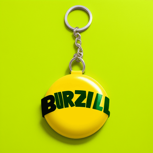 AI generated: Rubber keychain, green and yellow, with text "Brazil"