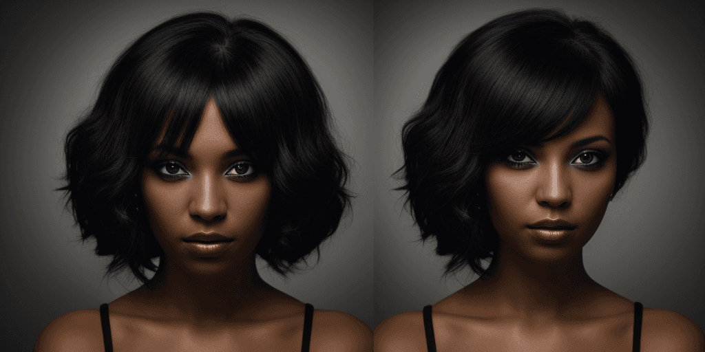 AI generated: Black and dark portrait for a salon