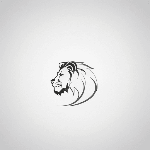 AI generated: r Minimal linear lion logo, side view, vector 