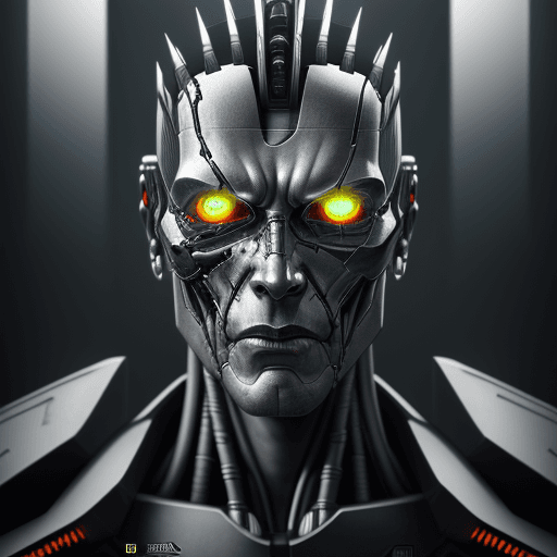 AI generated: portrait of robot Terminator, cyborg, evil, in dynamics, highly detailed, packed with hidden details...