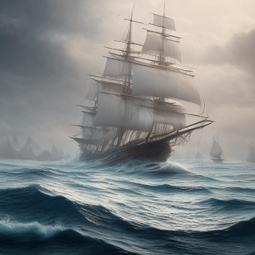 AI generated: Photo of a ultra realistic sailing ship, dramatic light, pale sunrise, cinematic lighting, battered,...