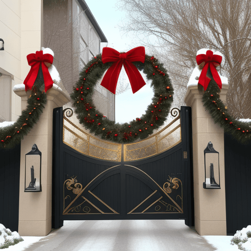 AI generated: urban area entrance gate. decor noel. christmas