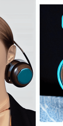 AI generated: a close up of a person with headphones that have a surrealist sculpture, by jeonseok lee, photoreali...