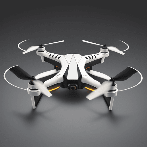 AI generated: Create high-resolution images of unique quadcopter designs with a focus on aerodynamics. The drones ...