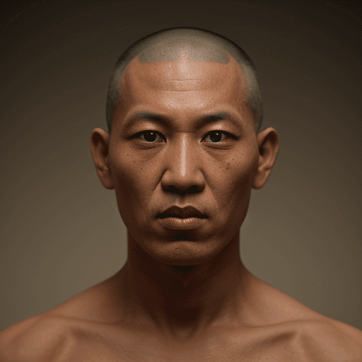 AI generated: portrait of a monk with snake eyes and scaly skin