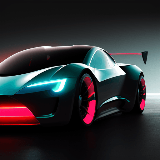 AI generated: high resolution , futuristic, concept Tesla hypercar with a agressive looking front ,  extreme headl...