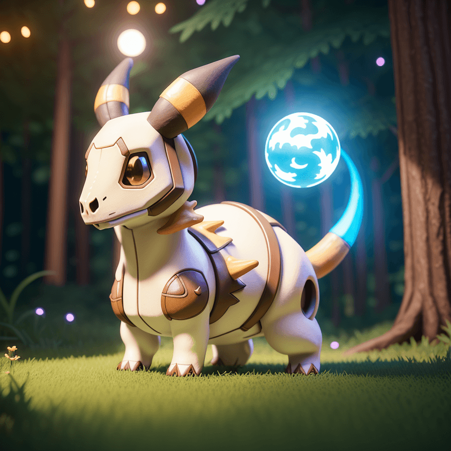 AI generated: Masterpiece, (((cute Cubone from pokemon))), solo, Kawaii, sitting in mystical forest, full characte...