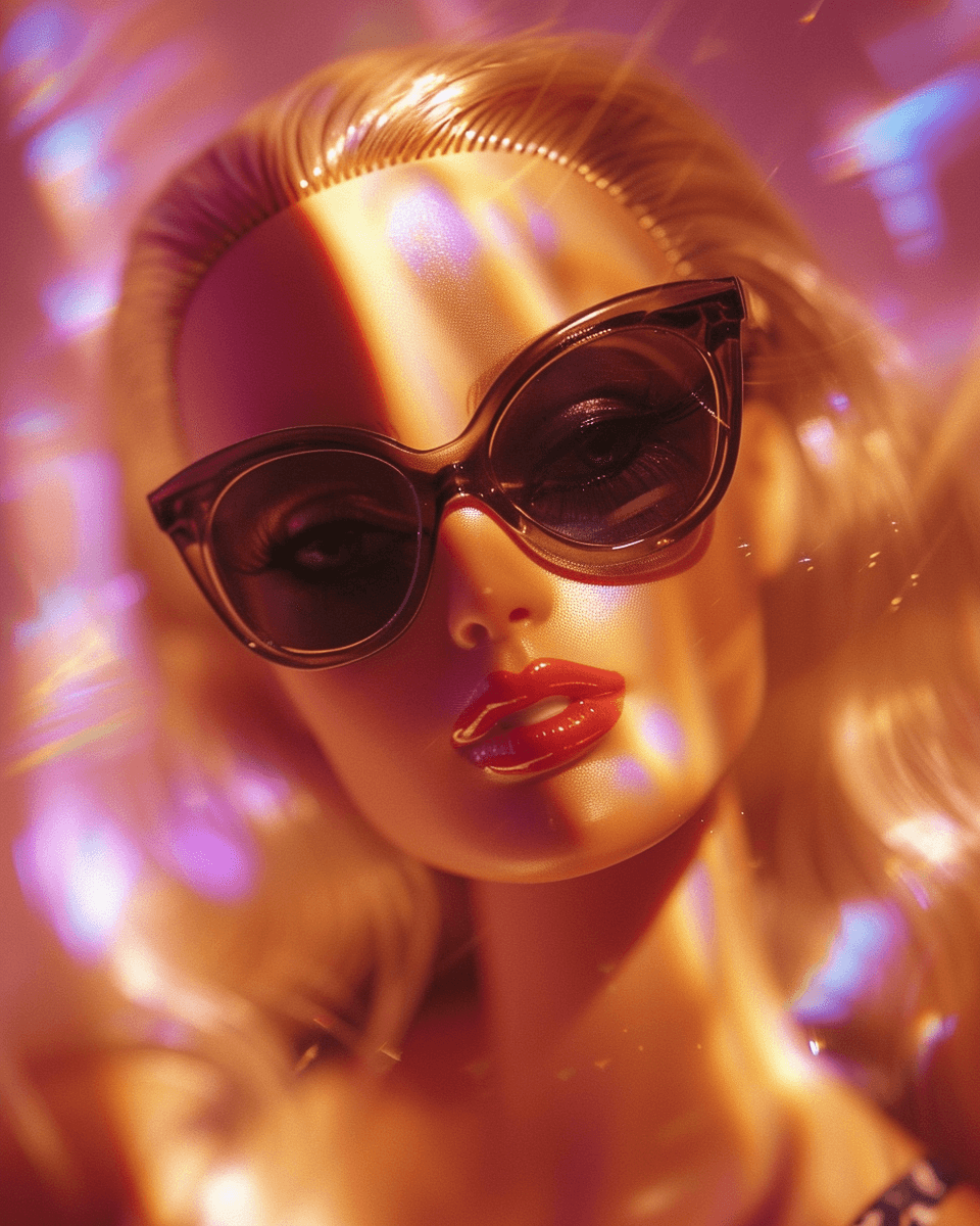 AI generated: image of a barbie doll in sunglasses, mystic face expression, in the style of classical realism, fin...