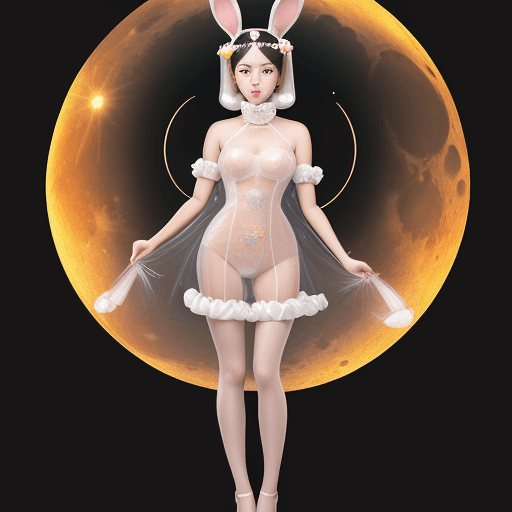 AI generated: Seductive 28 year old girl with a pair of rabbit ears on her head and a full body dress that is tran...