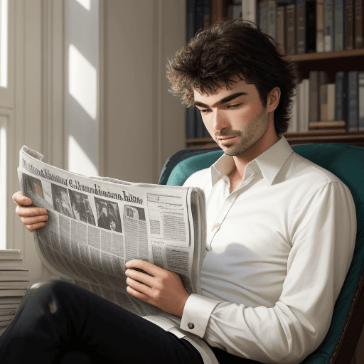 AI generated: Christian de Beaugrenier reading a newspaper 