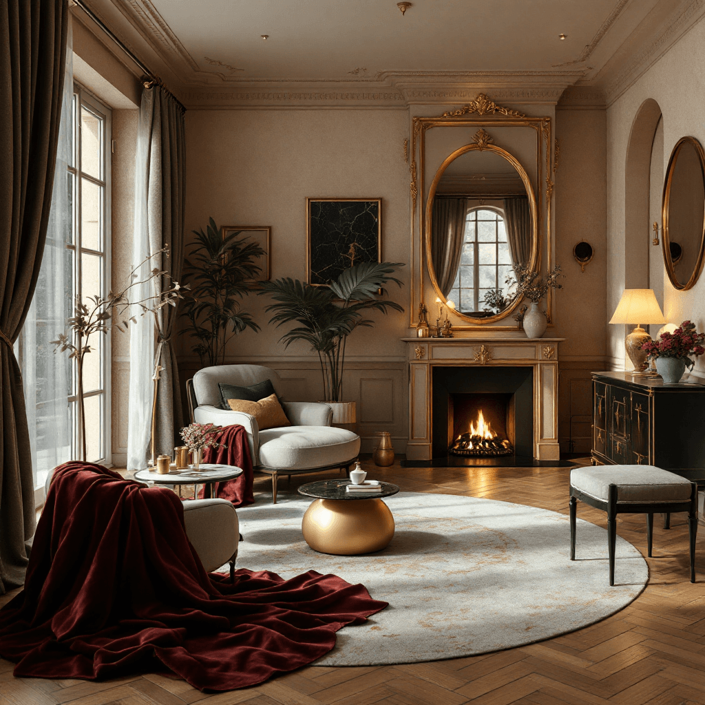 AI generated: High resolution photography interior design, dreamy sunken living room conversatioUn arrière-plan lu...