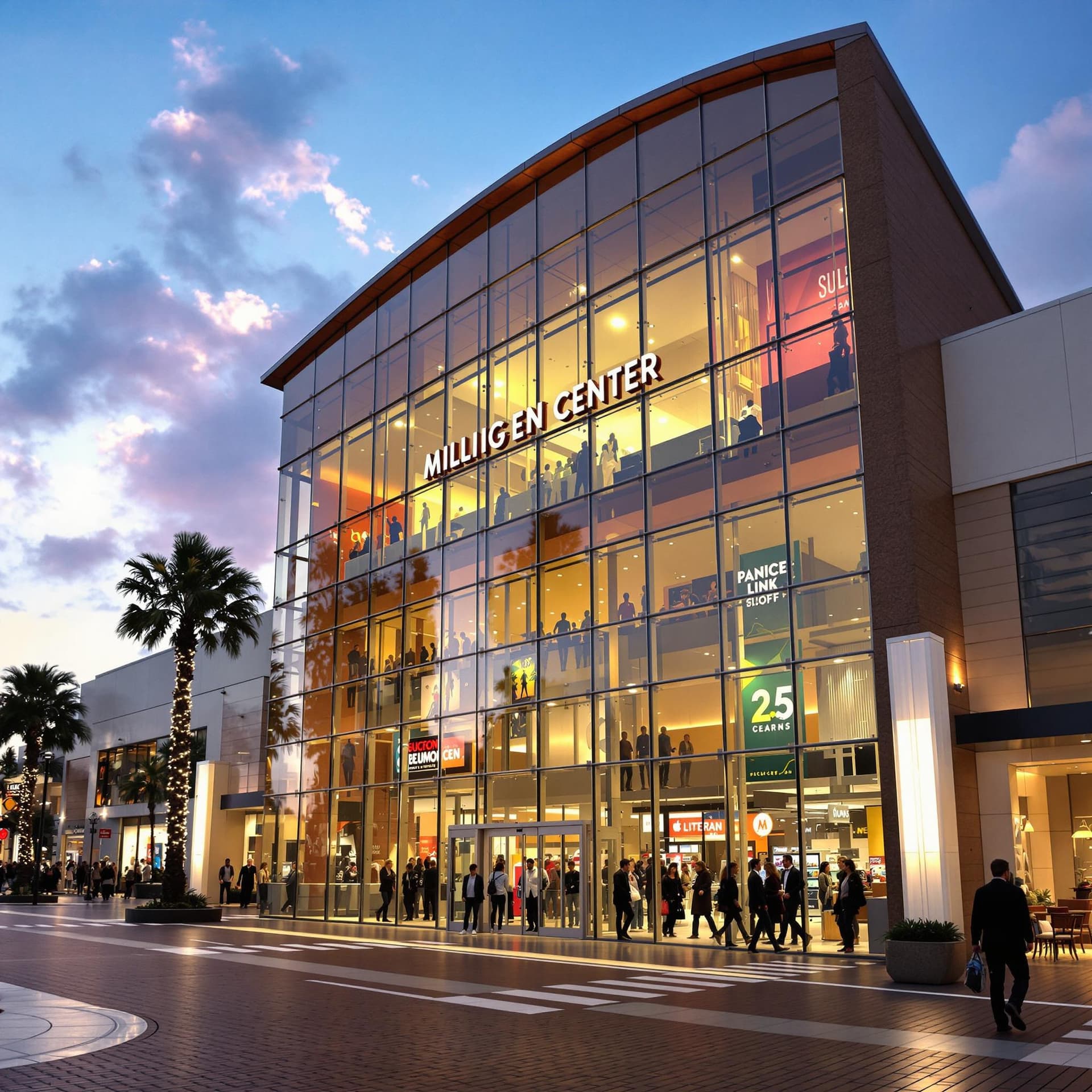 AI generated: The photo shows the entrance to a large shopping center
