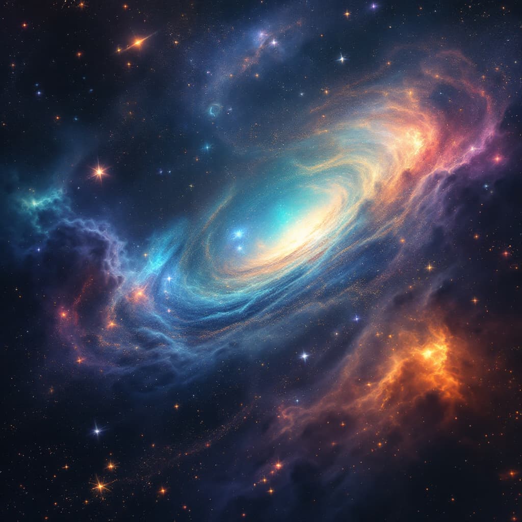 AI generated: A view of galaxies in a parallel universe where the known rules of nature do not apply. Fuzzy nebula...