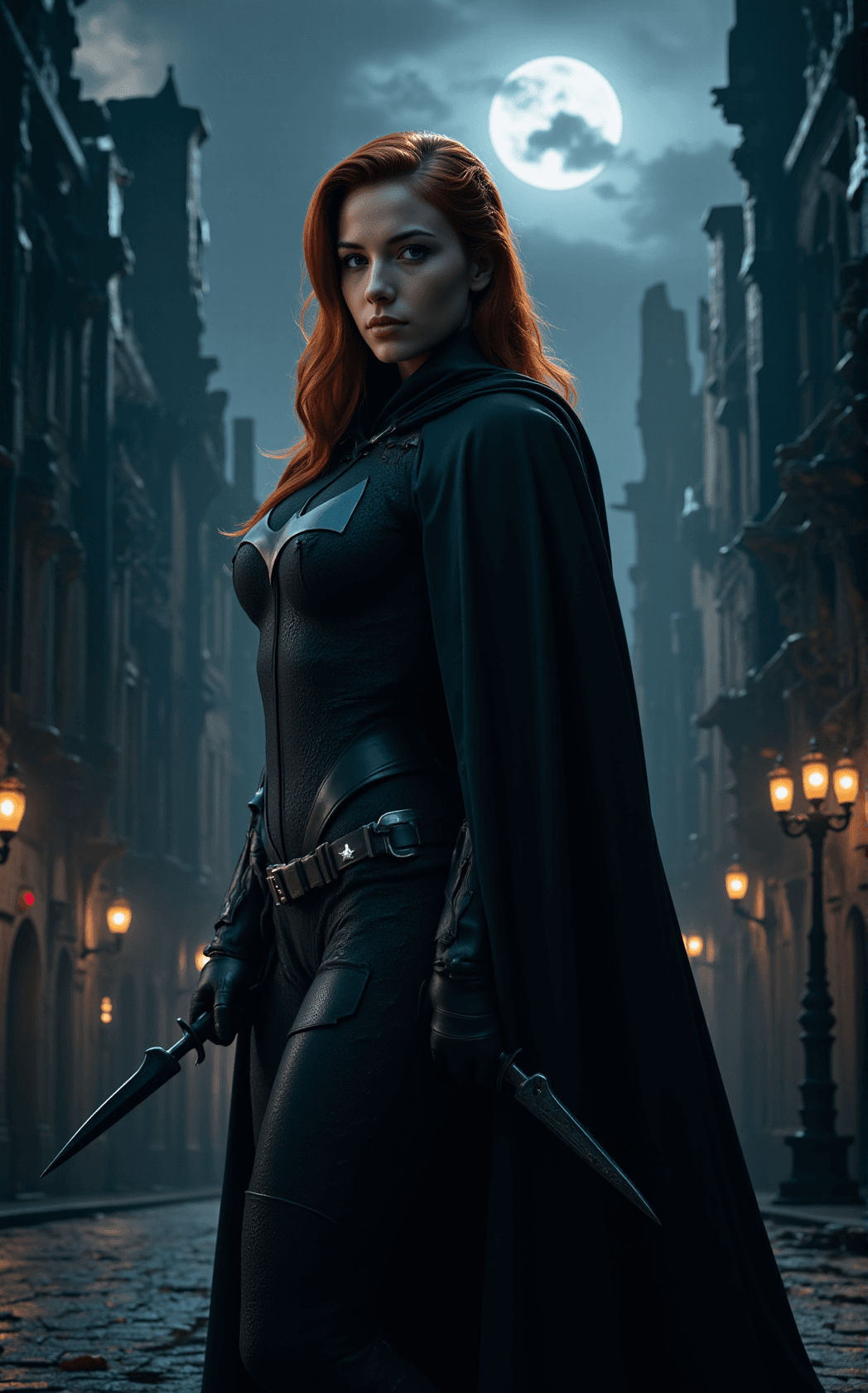 AI generated: In the heart of a dark fantasy city, where the shadows whisper secrets and the moonlight barely pier...