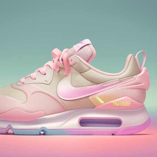 AI generated: nike logo in the shoe, sneakers with silicone soles, pastel colors, design, well lit fashion shoot o...