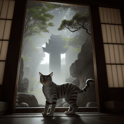 AI generated:  a skilled explorer, discovers an ancient temple in the heart of the dense Japanese wilderness. Insi...