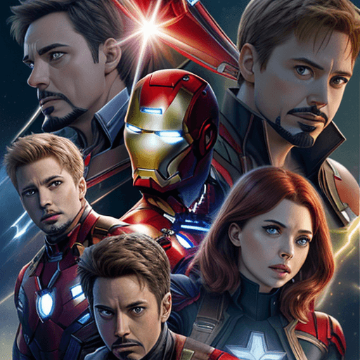 AI generated: planette mars with Iron Man, Captain America, Thor, Hulk, Clint Barton et Natasha Romanoff 