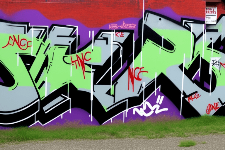 AI generated: wicked Graffiti reading 'No ChanCe LaNcE!' in Style of Jersey Joe rime