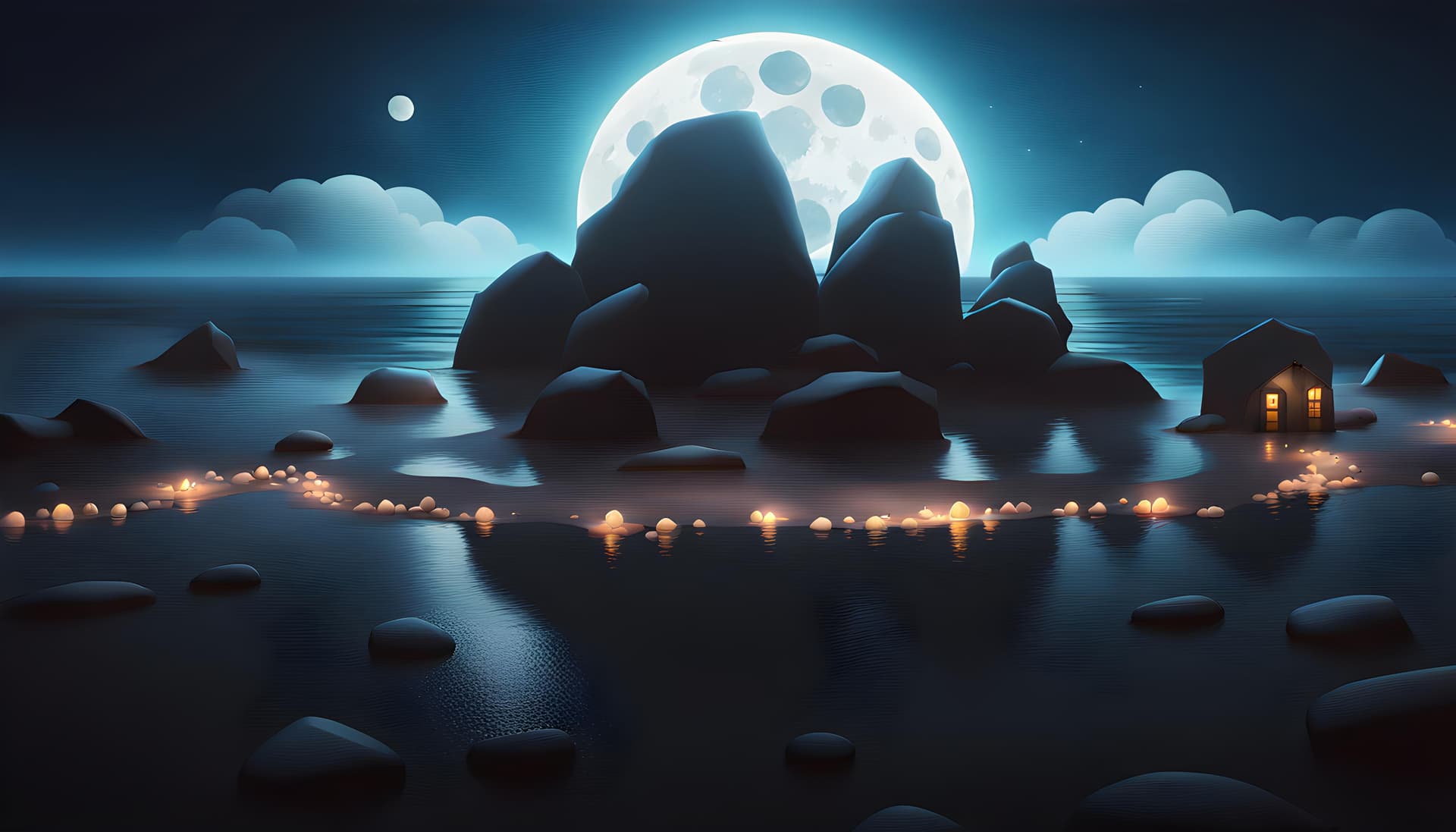 AI generated: extremely detailed CG unity 8k wallpaper, sea stormy dazzling waves and huge low poly rocks, 4k, 8k,...