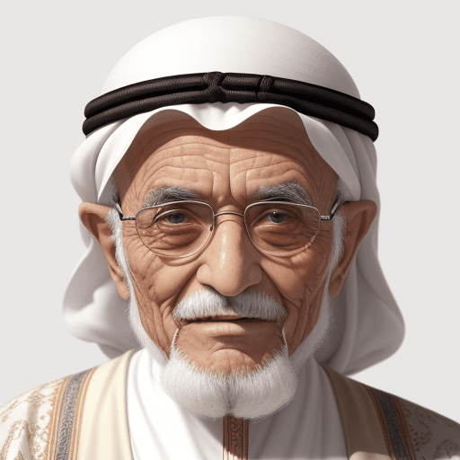 AI generated: a wise old arabic man with ,portrait,white background