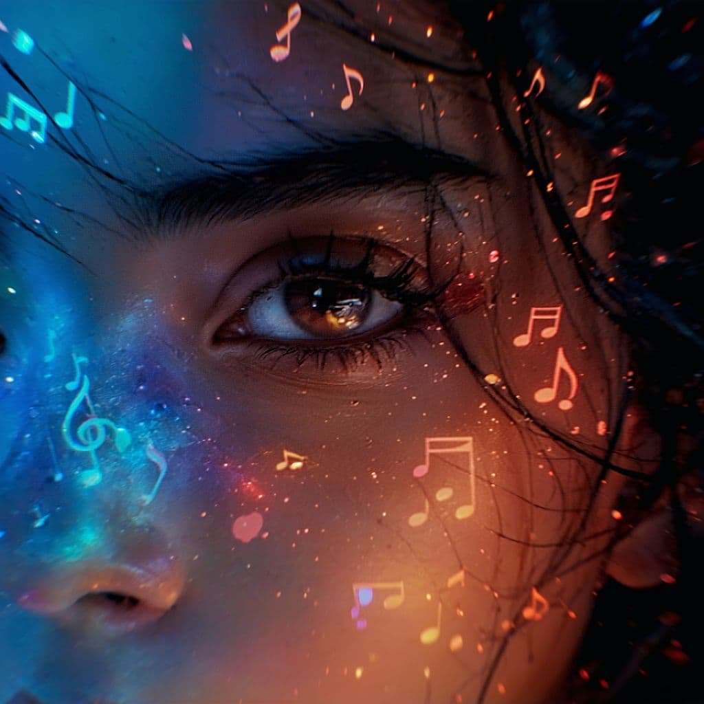 AI generated: Extreme close-up of a person's face caught in a powerful emotional moment — eyes glistening with int...