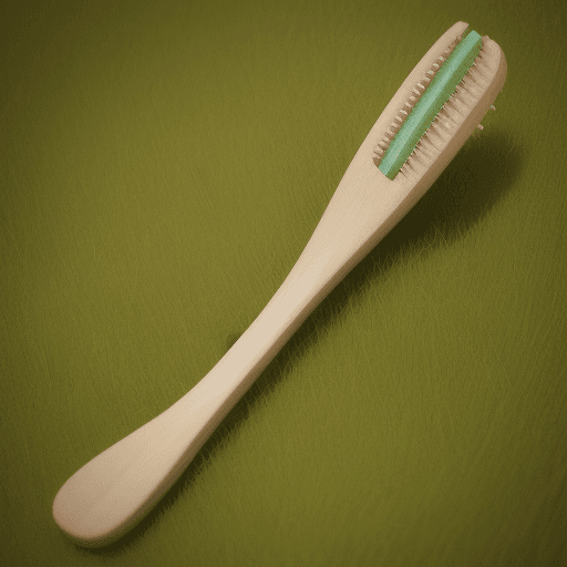 AI generated: one wooden toothbrush with grass