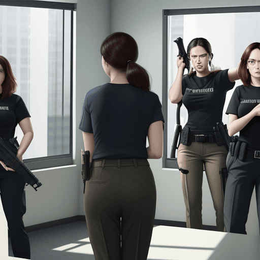 AI generated: A group of office workers (3 men and 2 women) with their faces clearly visible wearing casual skirts...