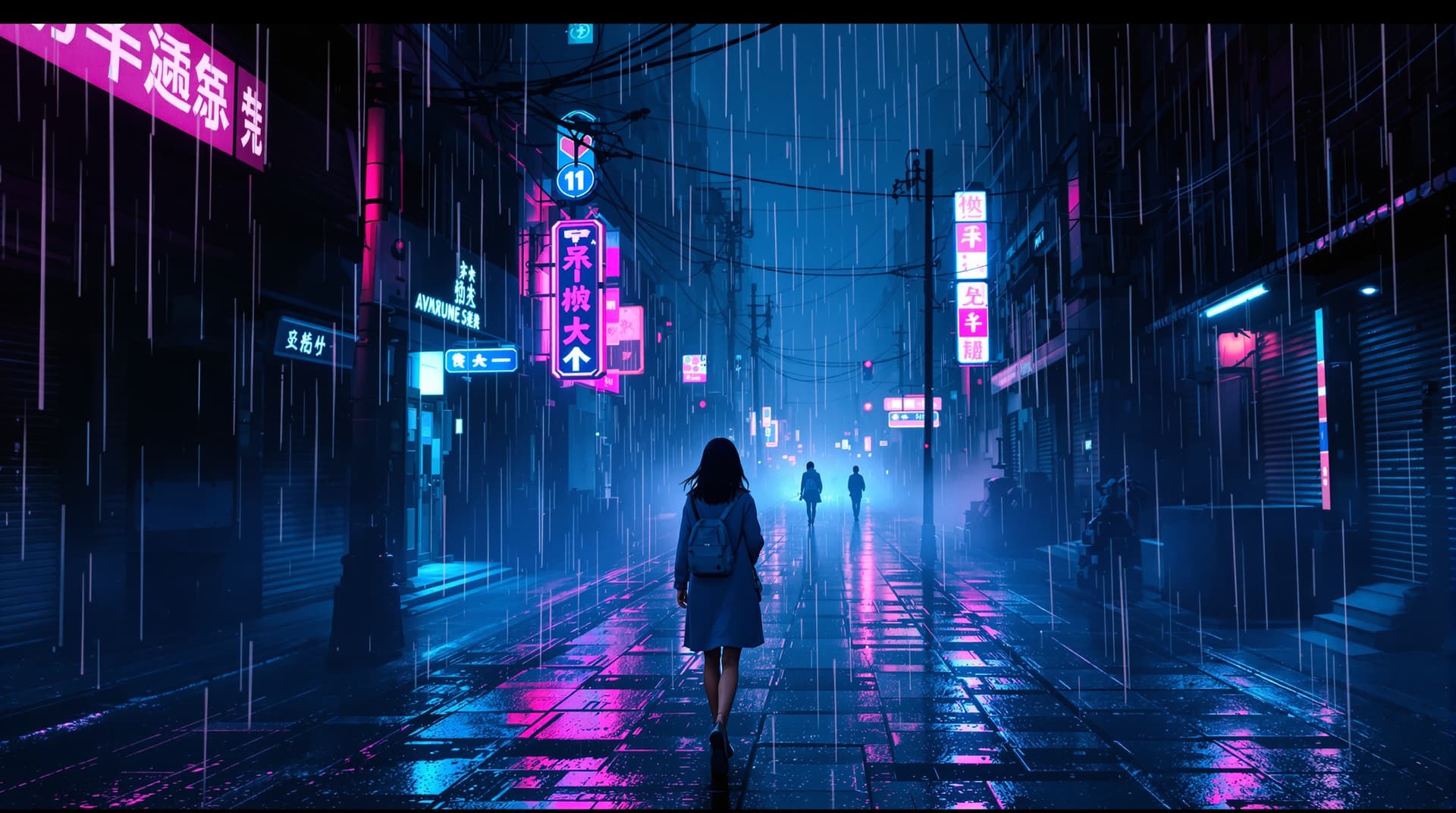 AI generated:  Hokusai + Blade Runner cinematography + cyberpunk, where Hokusai's linear clarity creates flowing r...
