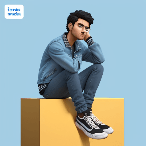 AI generated: Prompt: Create a 3D illustration of an animated character sitting casually on top of a social media ...