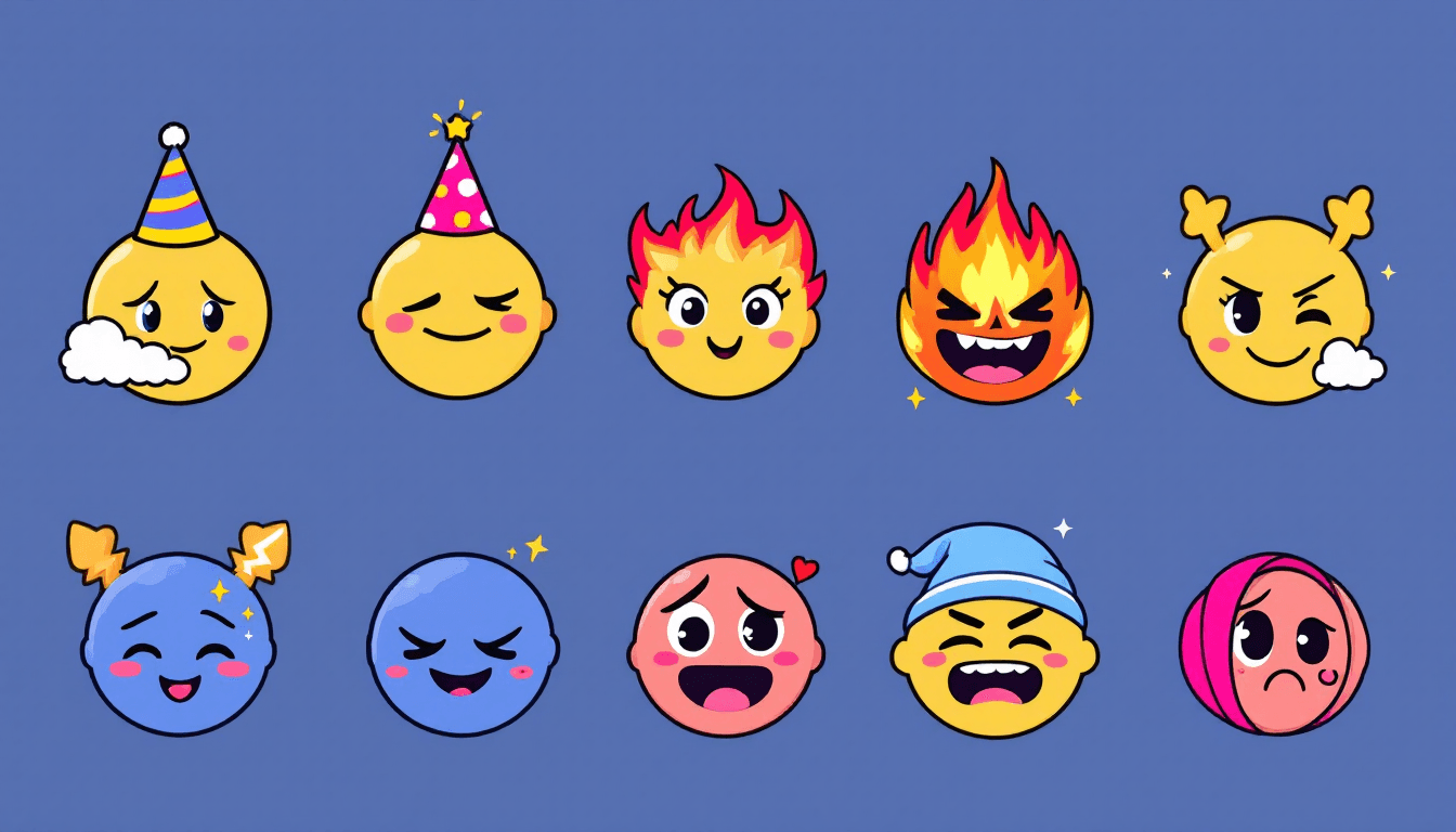 AI generated: **Image Prompt:**
"Create a set of 10 unique, cute, circular emojis arranged in a 2x5 table format. ...