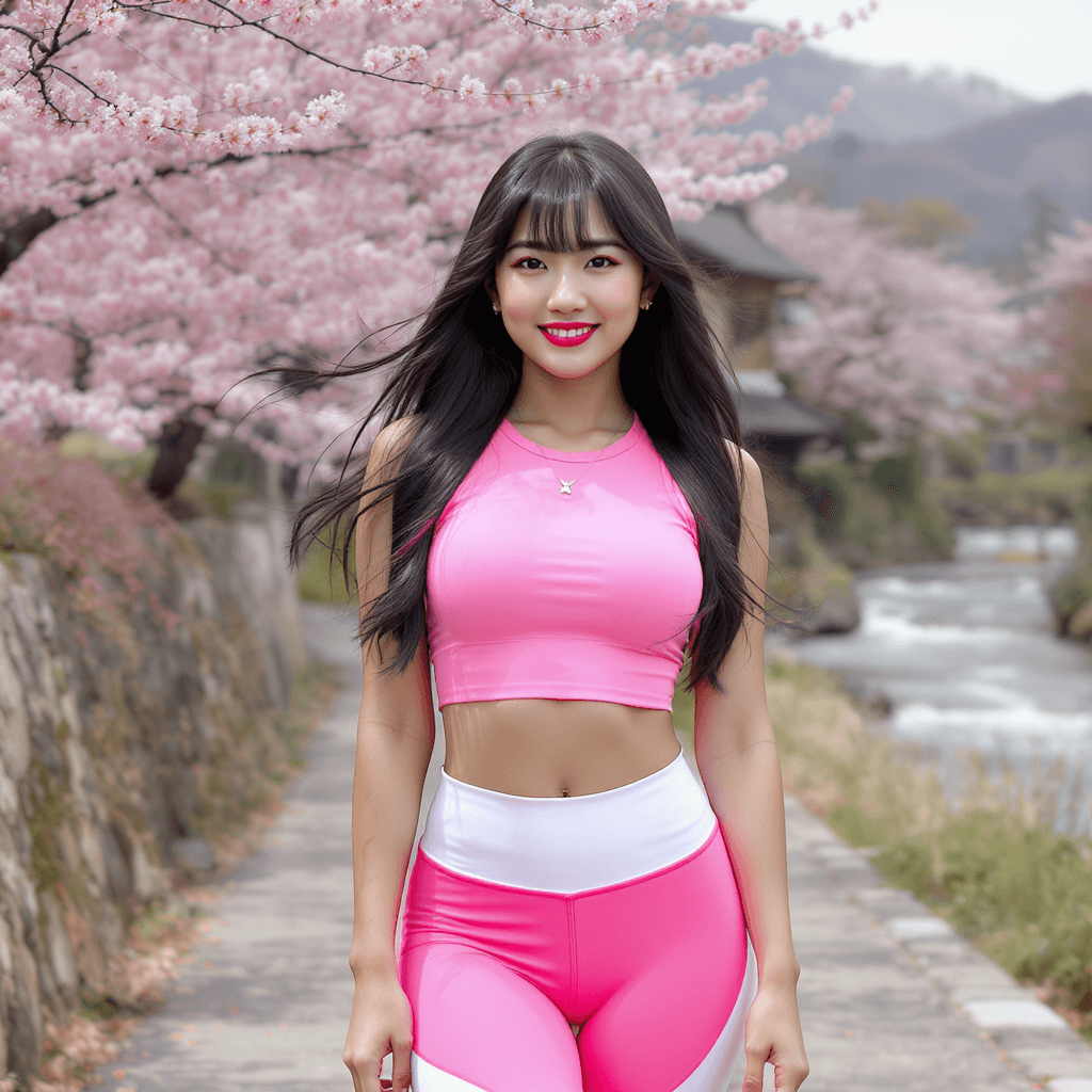 AI generated: realistic, japanese girl, beautiful girl, ulzzang face, toned abs, long hair, black hair, multi colo...
