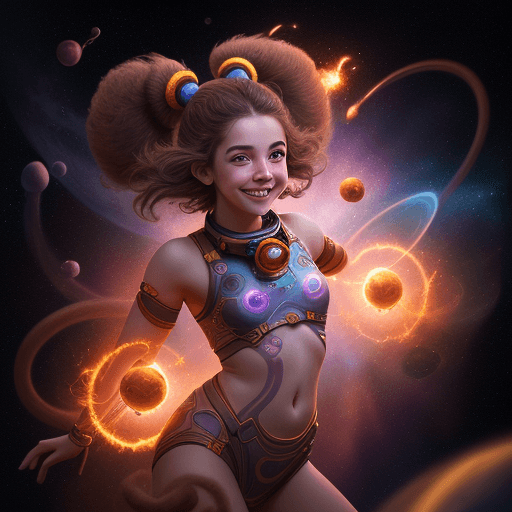 AI generated: high resolution cinematic portrait of a smiling young beautiful cute anthropomorphic female space mo...