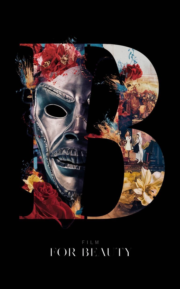 AI generated: A striking and artistic poster designed for the film "B for Beauty." The V for Vendetta mask is prom...