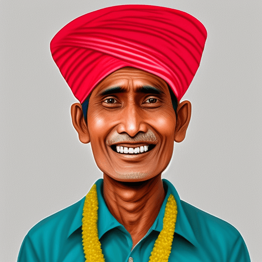 AI generated: illustration, nepali man, daura suruwal, dhaka topi, standing, smile,