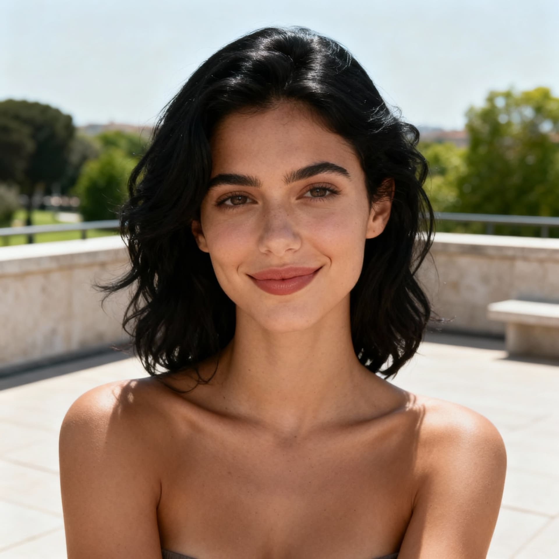 AI generated:   "country": "Italy",
    "age": 22,
    "hair_color": "black",
    "hair_texture": "slightly_wav...