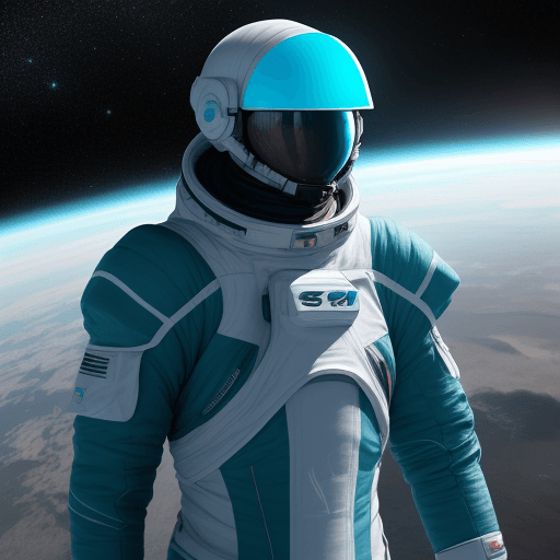 AI generated: Photo of a ultra realistic future space outfit, ESS als buchstaben sichtbar, farben dunkelgrün und d...