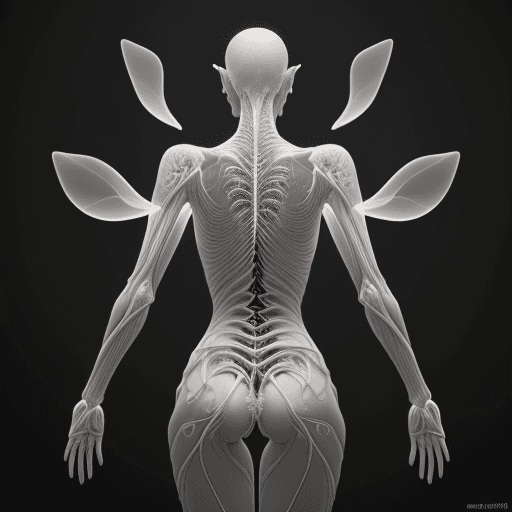 AI generated: 3d rendering, artistic anatomical render, ultra quality, human body with transparent skin revealing ...
