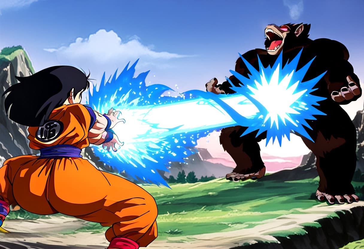 kamehameha hitting target - Comission