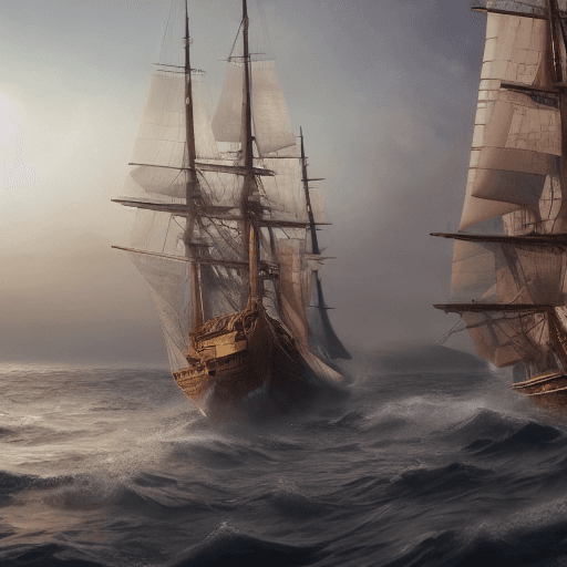 AI generated: Photo of a ultra realistic sailing ship, dramatic light, pale sunrise, cinematic lighting, battered,...