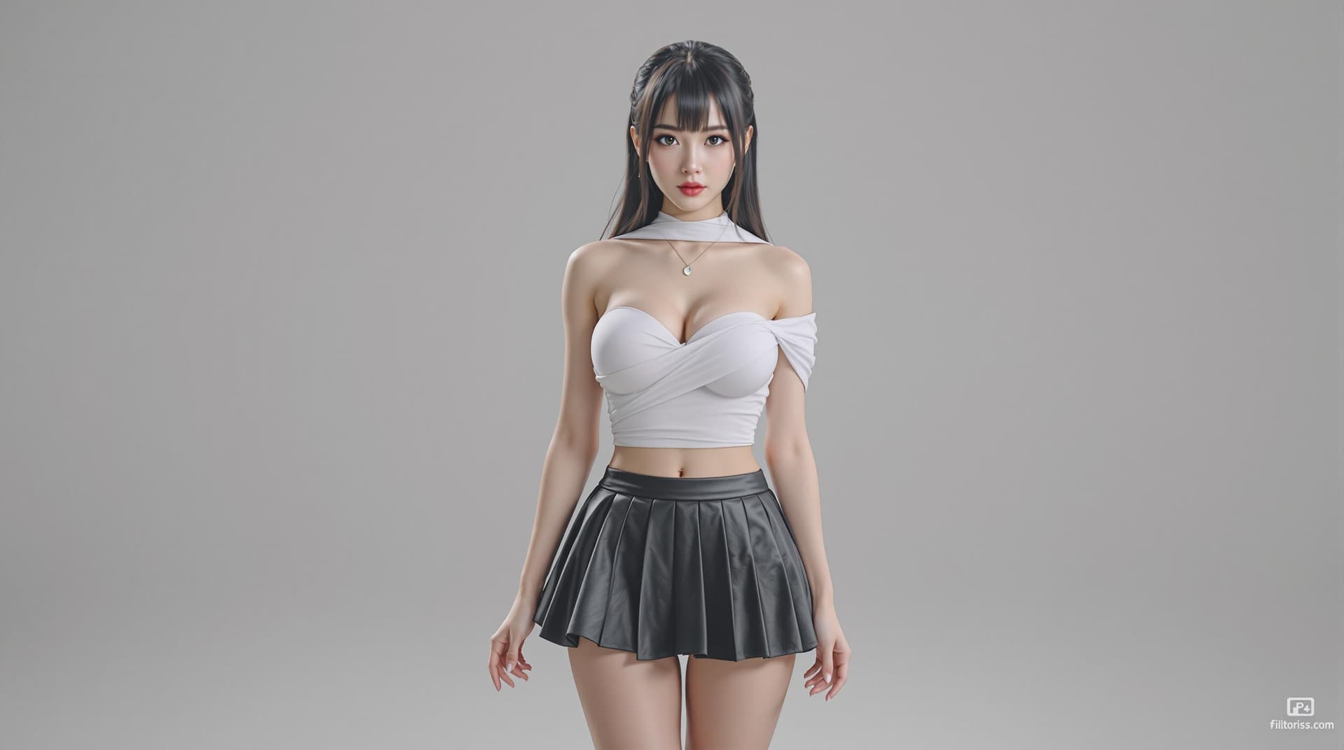 AI generated: 3D art, C4D, IP image, full-frontal portrait, a girl with big breast  best body, 
hyperrealist, Kore...