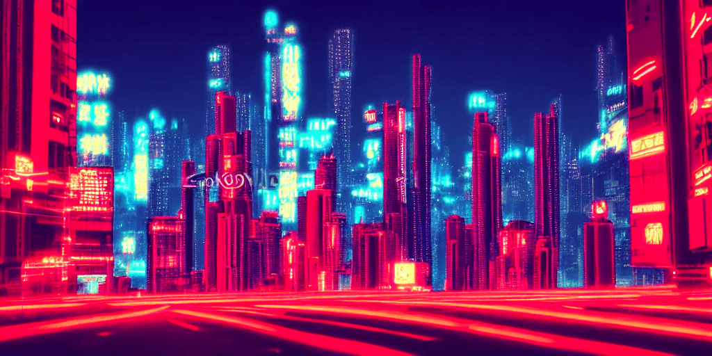 AI generated: nightcity in cyberpunk style and red colour
