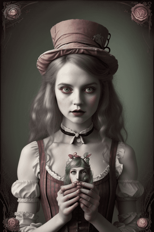 AI generated: alice in wonderland, mad hatter the whimsical woman,, highly detailed, beautiful and delicate face, ...