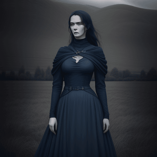 AI generated: the woman in the field is dressed for the camera, in the style of daria endresen, kris knight, scott...