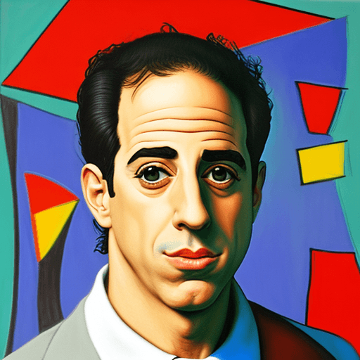AI generated: Picasso style portrait of Jerry Seinfeld
