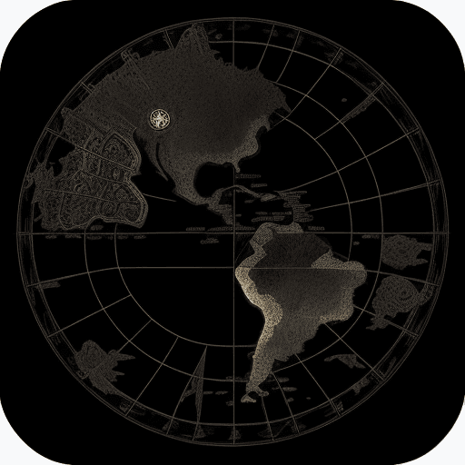 AI generated: mother earth old map black icon circular black icon in the style of Lord of The Rings map
