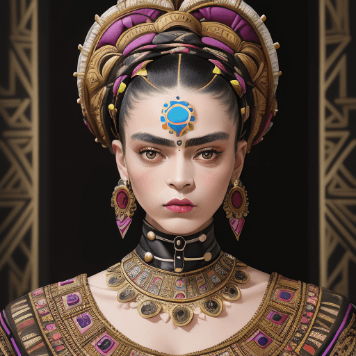 AI generated: An intriguing fashion portrait features a model dressed in an elaborate costume inspired by the rich...